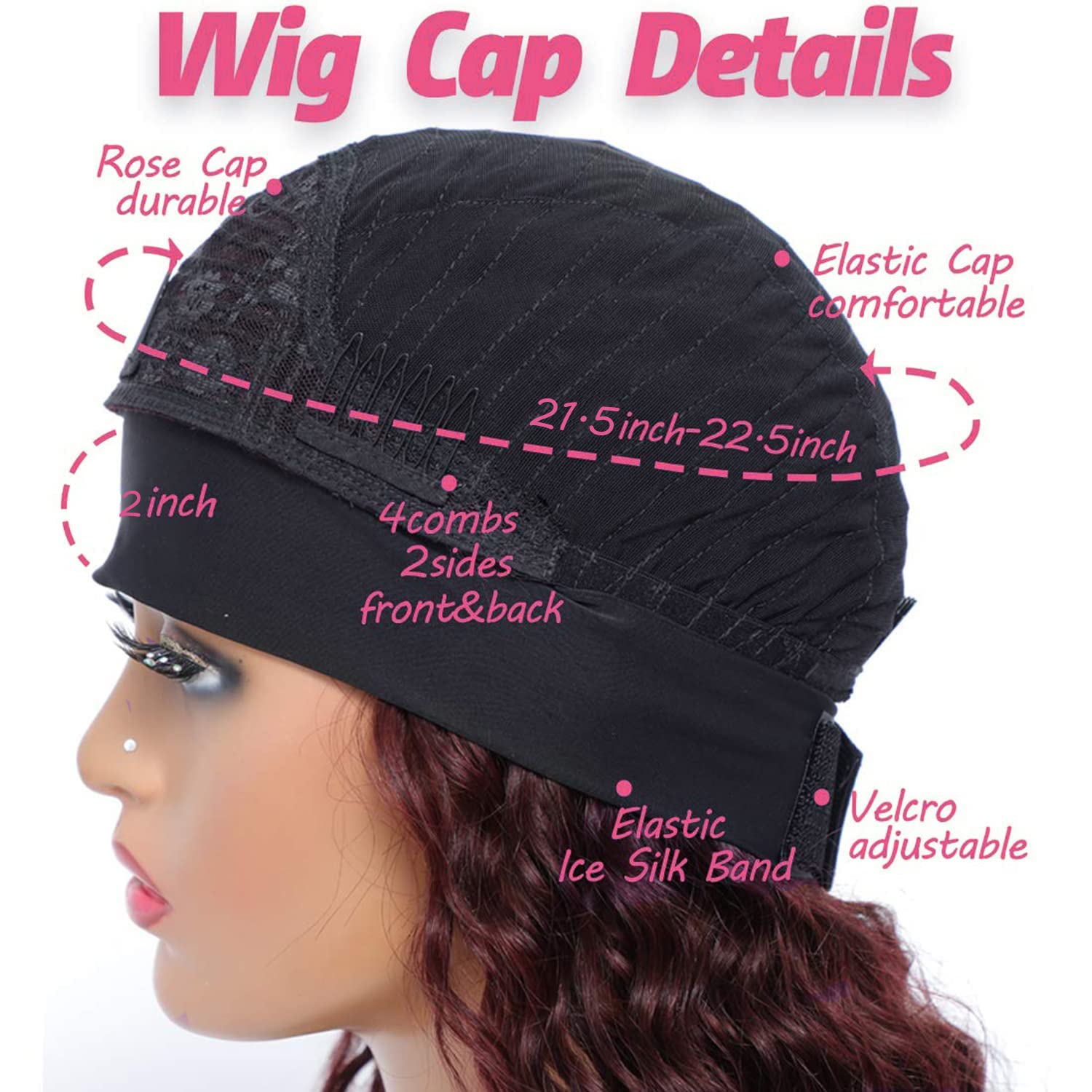 WENYAN 99J Burgundy Headband Wig Human Hair Deep Wave 20 Inch Red