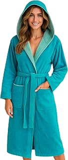 Bademantel Damen mit Kapuze 100% Baumwolle Frottee OEKO-TEX® Morgenmantel Leonie
