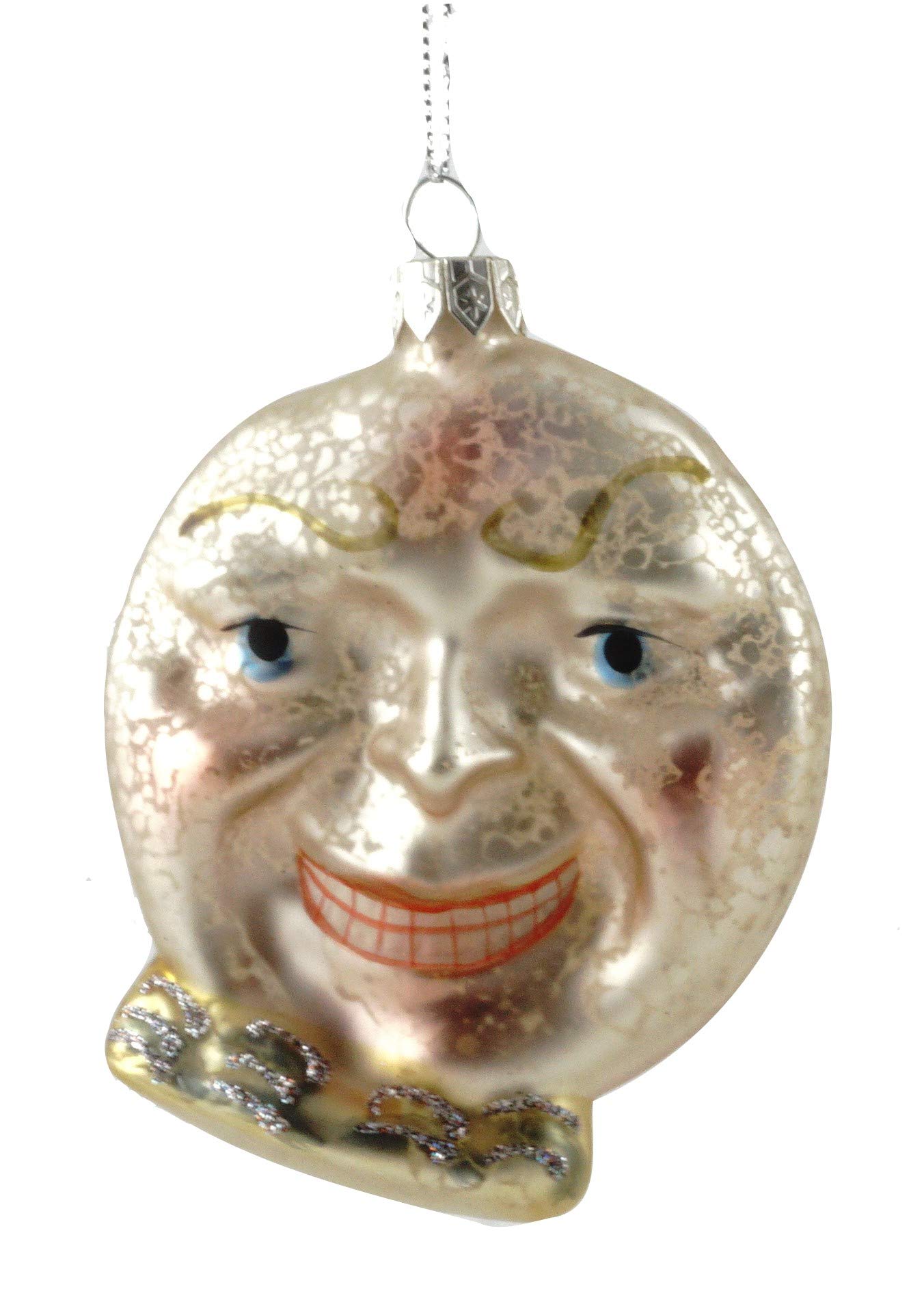 Cody Foster & Co Victorian Moon with Face Glass Hanging Ornament