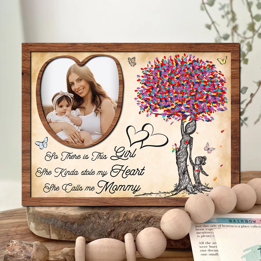 So There is This Girl She Calls Me Mommy Frame Sign, Custom Photo Sign, Personalized First Mother's Day Frame Wood Sign, 1st Mother's Day Gift from Baby Wooden Sign, New Baby, New Mom Decor gift/5
