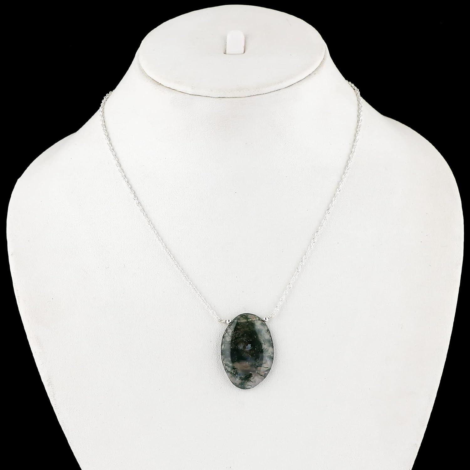 Oval Cabochon Necklace for Women, 10-20 Carat Handmade Gemstone Pendant Jewelry, Polished Stone, Adjustable 18 Inch Silver Plated Chain - Image 4