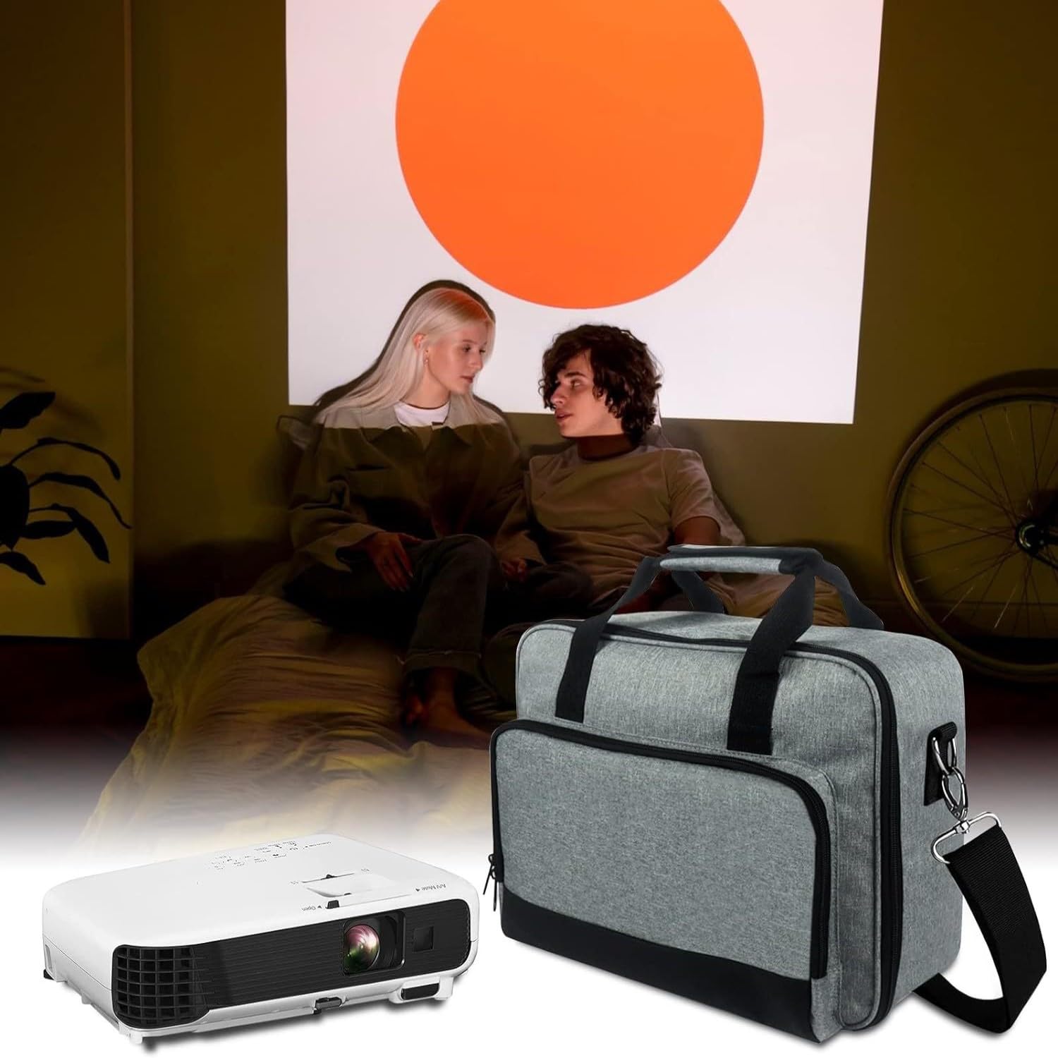 Beamertasche für Beamer, Projektor Reisetasche, Tragbar Projektor Tasche, Projektor-Tragetasche, Projektortasche, Projektor-Tasche mit Schultergurt, kompatibel mit den meisten großen Projektoren