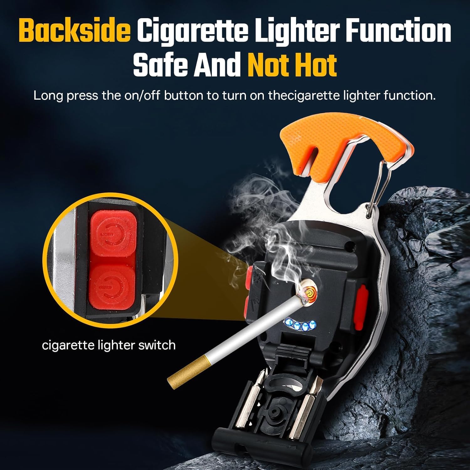 STITCHPAIR Emergency Keychain Work Light Rechargeable Waterproof Portable LED Flashlight with Magnet, Bottle Opener & Cigarette Lighter for Car, Camping & Outdoor Use 1