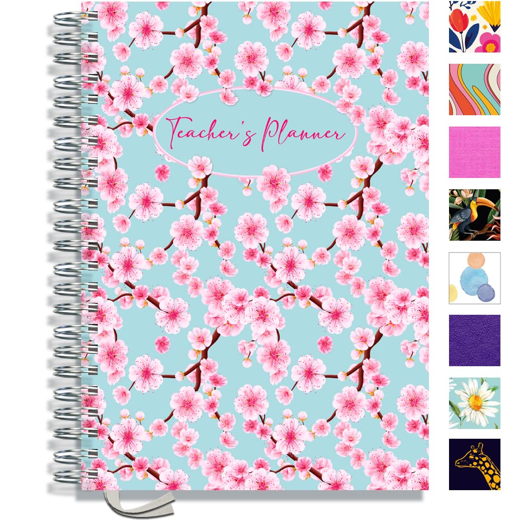 A4 Primary Teacher Planner 2026-2027 by Pirongs | 4 Period Planner | Page a Day | Undated, Hardback, Wiro-Bound Teachers Planner - 4 Lesson Day - Blossom โ image 1