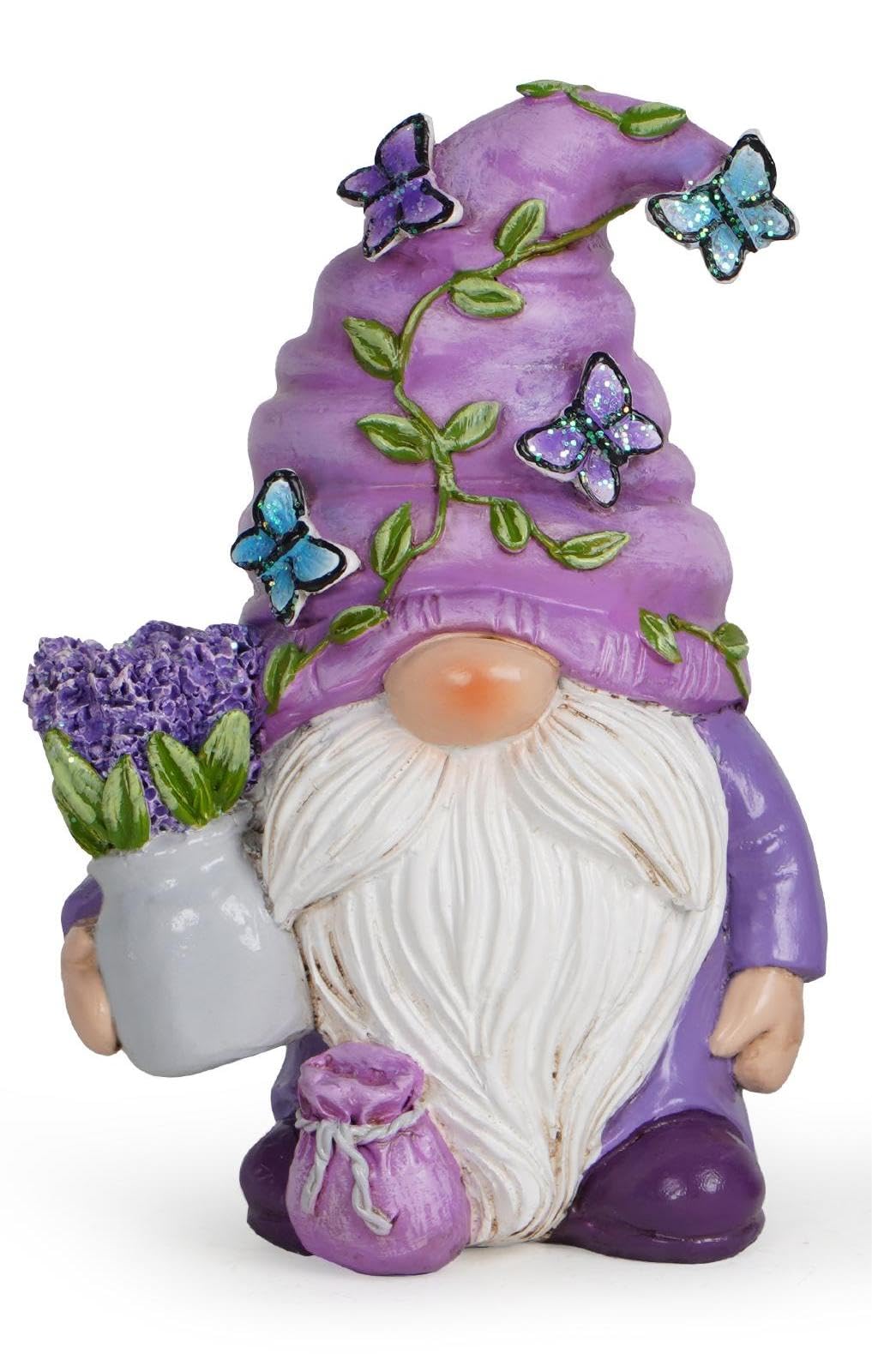 Hodao Lavender Gnomes Decorations - Spring Garden Decorations - Indoor/Outdoor Ornament - Perfect Home Decor Gift Choice (Purple)