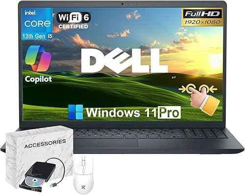 Dell Inspiron 15 - Computadora portátil con pantalla táctil, Intel 13 generación 10-Core i5, 32 GB de RAM, SSD de 1 TB, FHD de 15.6 pulgadas,