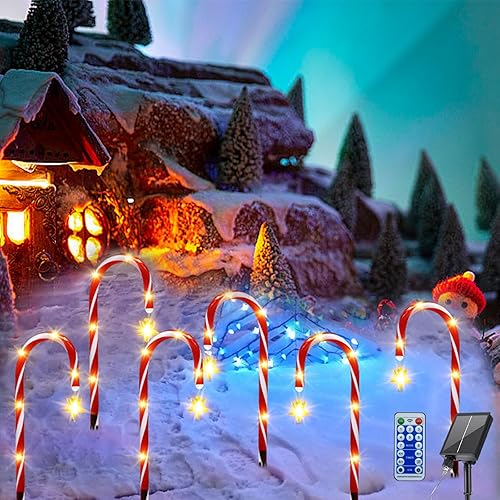 Miniatura 3 de Luces de camino de Navidad  Luces solares de copo de nieve con estaca impermeables para exteriores, paquete de 5 luces decorativas al aire libre