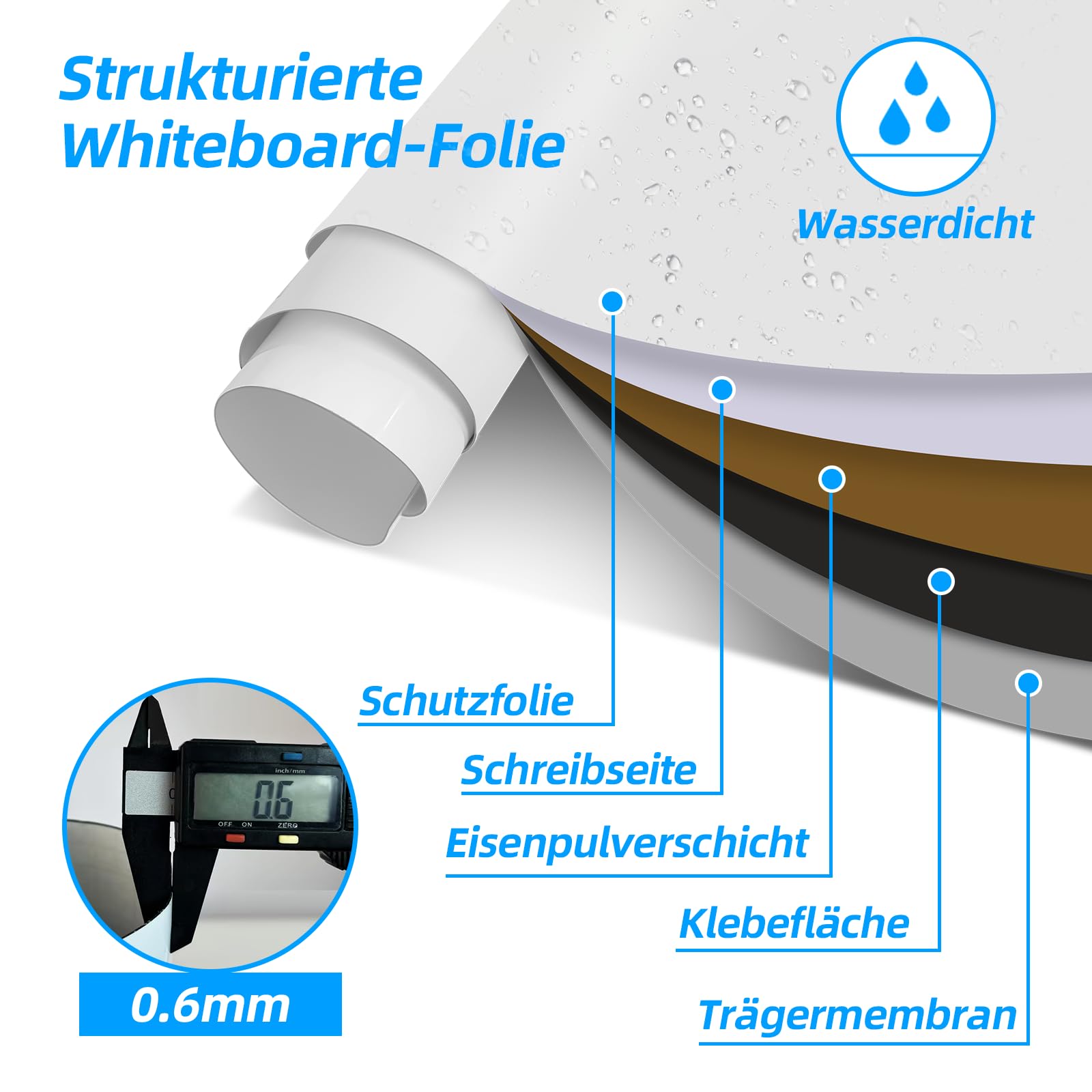 Magnetisch Whiteboard Folie - 40 * 60cm Magnetfolie Selbstklebend Weißwandtafel - Whiteboard Sticker DIY mit Marker, Board-Radierer und Magnet - Wandfolie für glatten Oberflächen in Schule Büro Haus