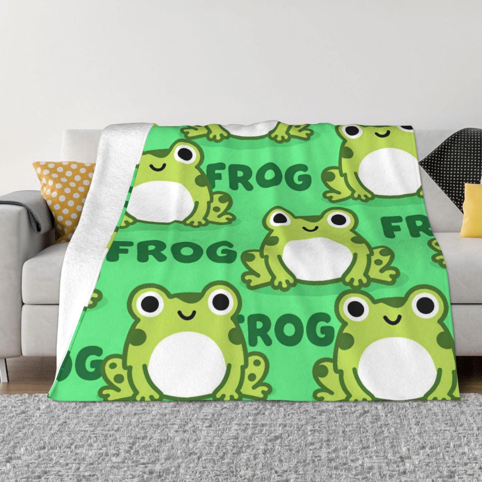 Couverture grenouille en flanelle pour voyage et canape plaid chaud et doux Mexpekil