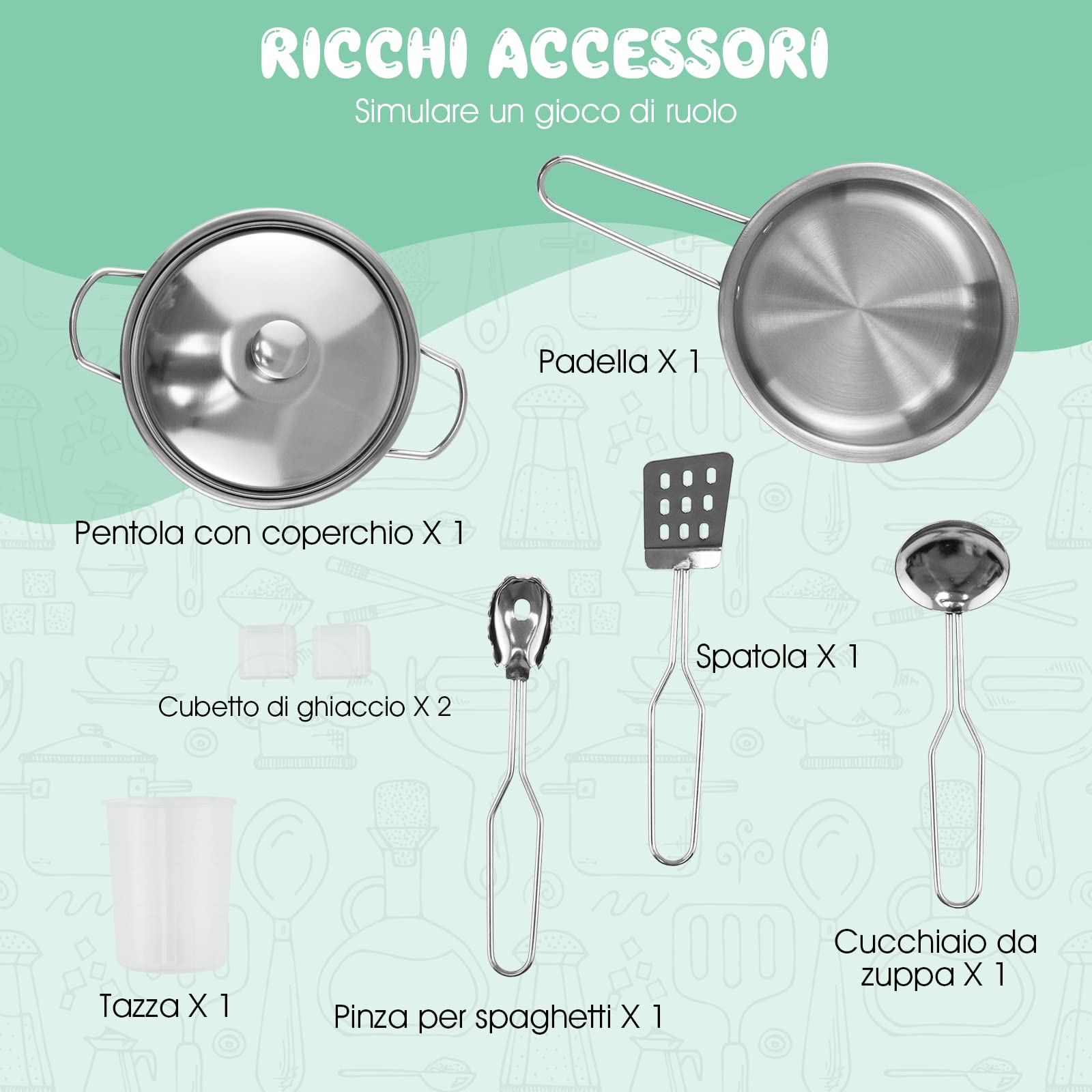 COSTWAY Cucina Giocattolo Legno per Bambini con Macchina del Ghiaccio, Telefono, Lavatrice, Forno, Microonde, Lavello e Rubinetto, Funzione Luci e Suoni, 3+ Anni