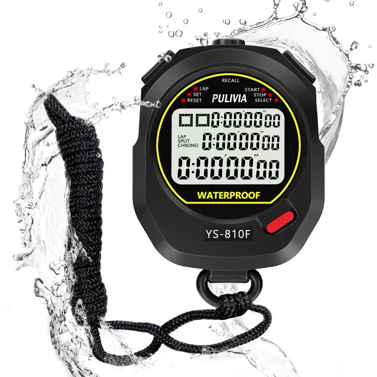 Cronómetro Deportivo Resistente al Agua, 10 Vueltas/Fracciones Temporizador Cuenta Regresiva, Alarma y Calendario, Pantalla Grande, Ideal para Entrenadores, Natación, Entrenamiento Deportivo