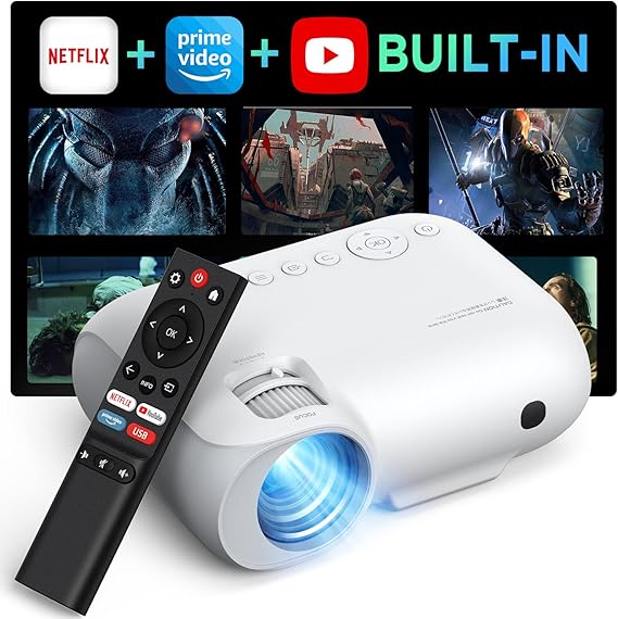 4K Projector with WiFi and Bluetooth 450 ANSI Lumen Portable Smart