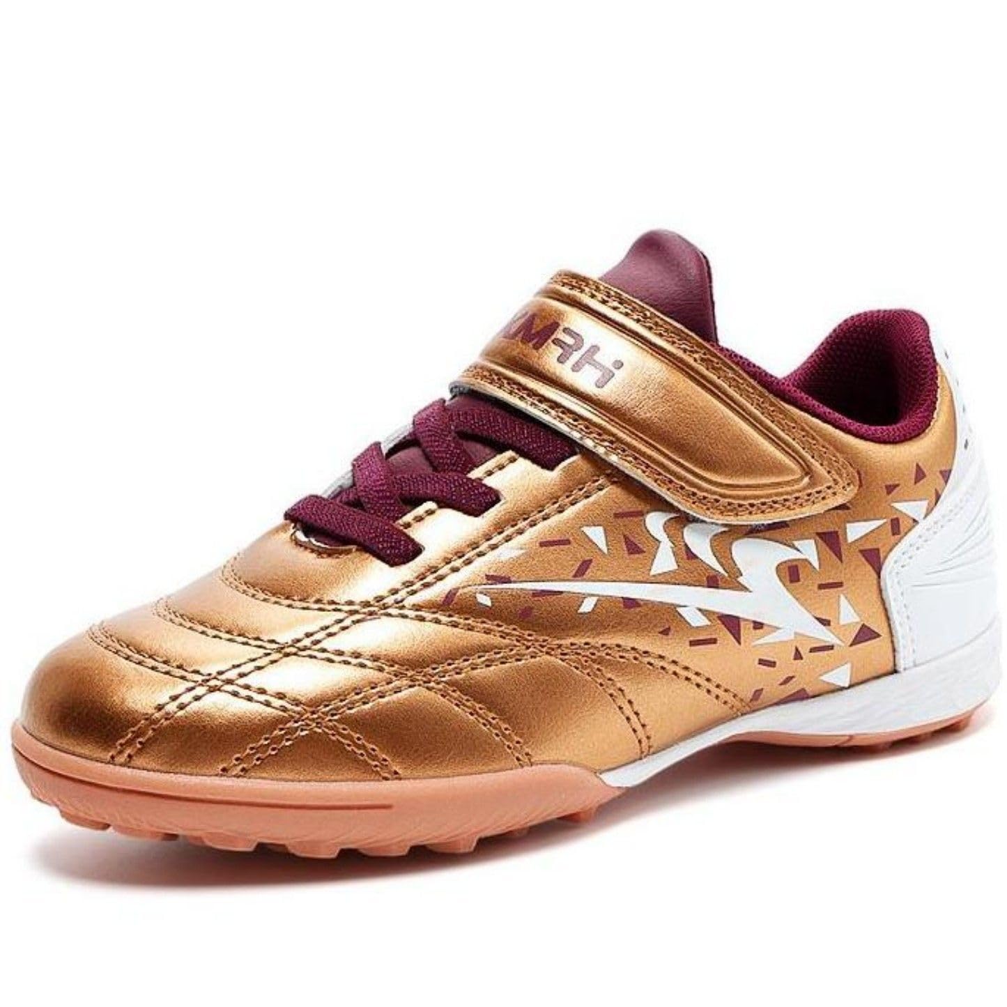 Chaussures de football pour enfant avec fermeture - Crampons TF - Légères et respirantes - Protection des orteils - Semelle en caoutchouc antidérapante - Gazon artificiel - Entraînement