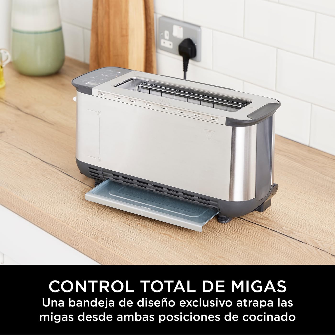 Ninja Foodi Tostadora, parrilla y sandwichera 3 en 1 con diseño de volteo, 7 funciones de cocción, 7 niveles de tostado, incluye bandeja para hornear y bandeja para migas, en acero inoxidable, ST202EU
