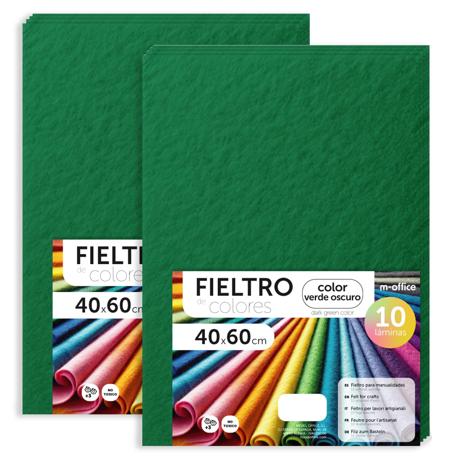 m-office Bastelfilz für DIY-Projekte, Filzplatten in bunten Farben, Weich und Flexibel, Material für Nähen und Patchwork Stoffe, Ideal Handarbeiten, Deko Kunsthandwerk, 20x30cm, (Dunkelgrün, 20 Stk)