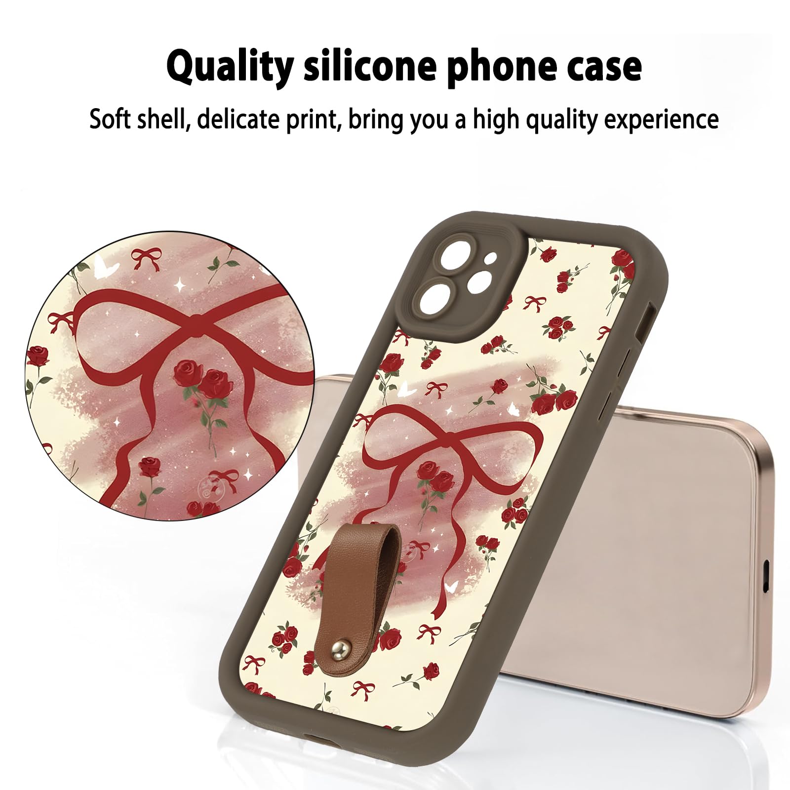 Yirlbey Cover con Cordino Orologi per iPhone 13 Pro Max 6,7, Silicone Custodia con Aesthetic Fiori Papillon Disegni Motivo, Protettiva Case con Tracolla Collana per catena iPhone 13 Pro Max, Flower