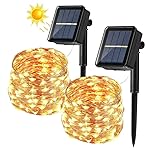 [2 Pieces] Solar String Lights, BrizLabs 14 m 120 LED String Lights Solar Waterproof Decorative Lights for Indoor and Outdoor Garden, Patio Tree Party Christmas Halloween Wedding, Warm White