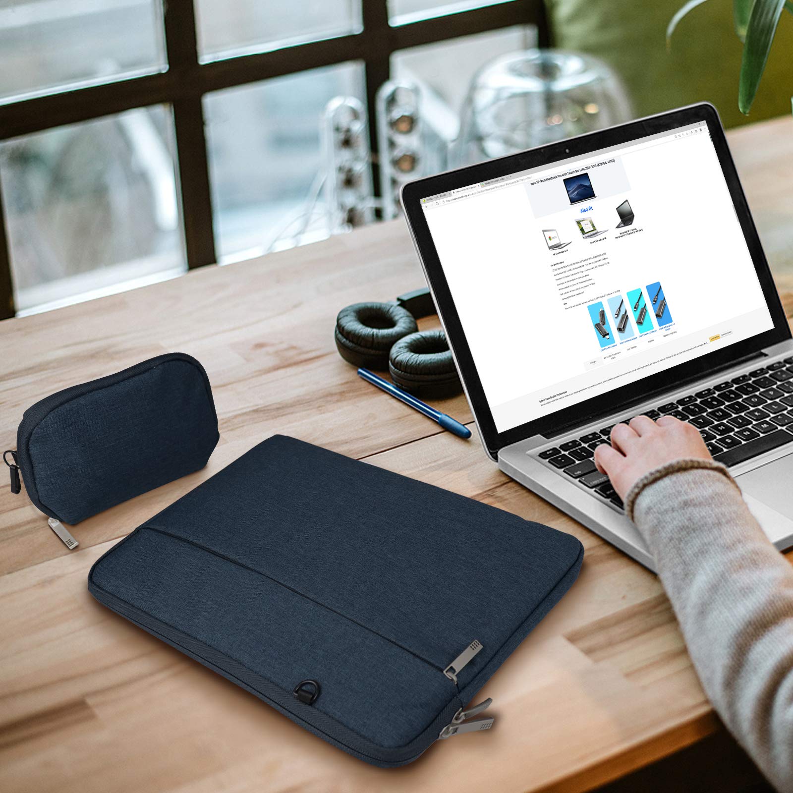 Custodia Morbida Per MacBook 14 Pollici M1/M2/M3 Impermeabile E Leggera - Borsa Con Tasca Accessori - Foto 3