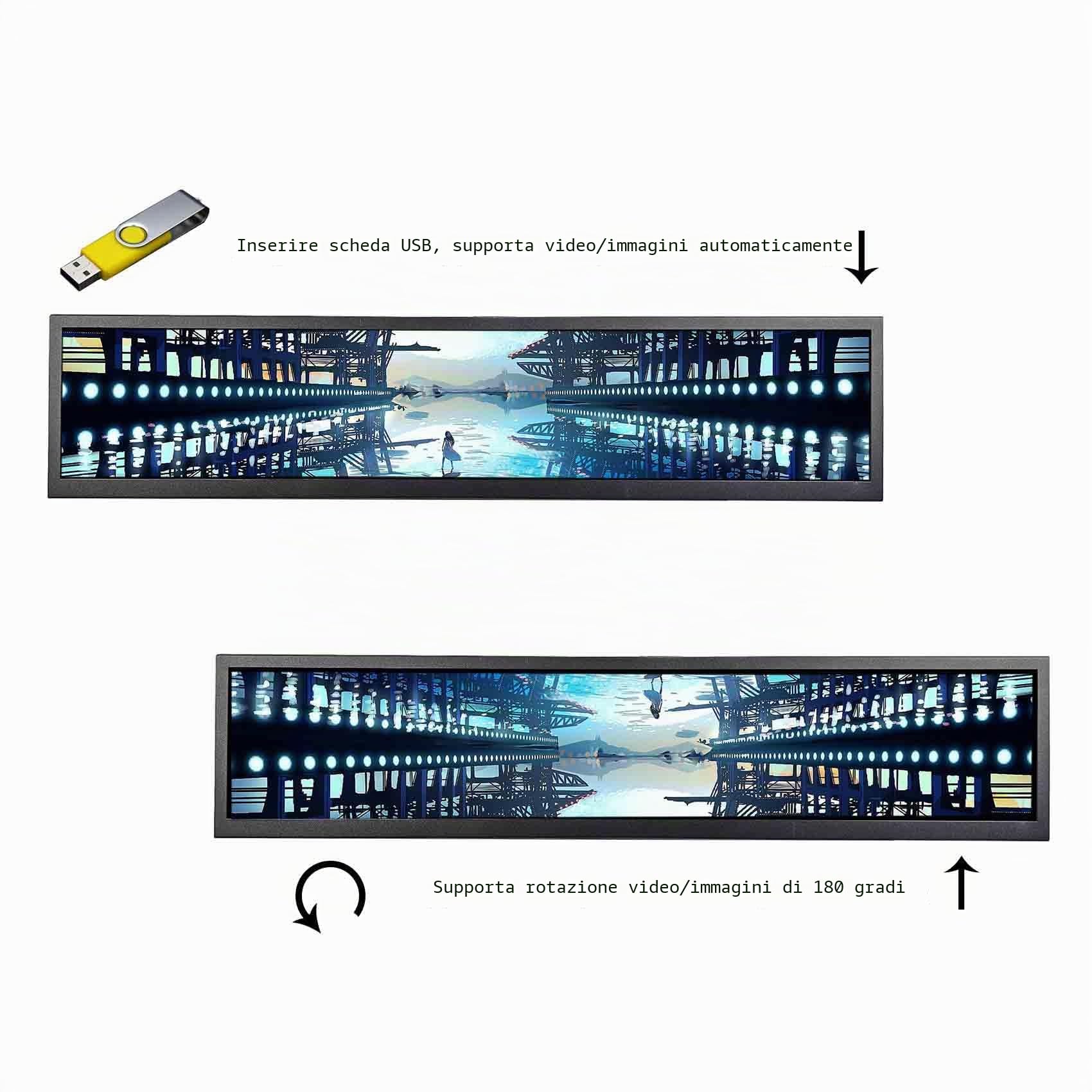 VSDISPLAY Monitoraggio IPS, schermo LCD a barra larga 1920x360 da 24 pollici