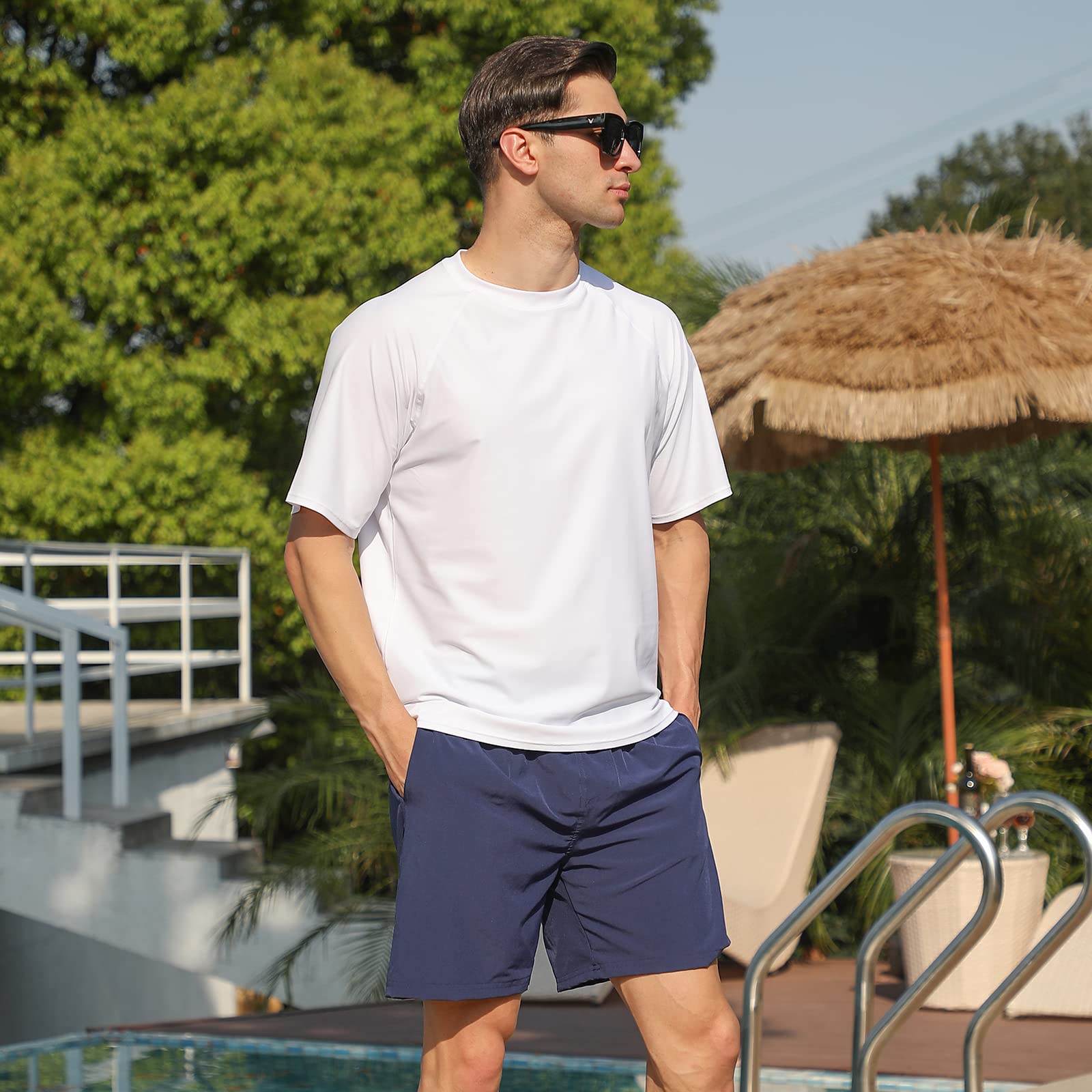 MASOCIO Maglia Anti UV da Uomo Maglietta Maniche Corte UPF 50+ Protezione Solare Costume da Bagno Rash Guard Asciugatura Rapida