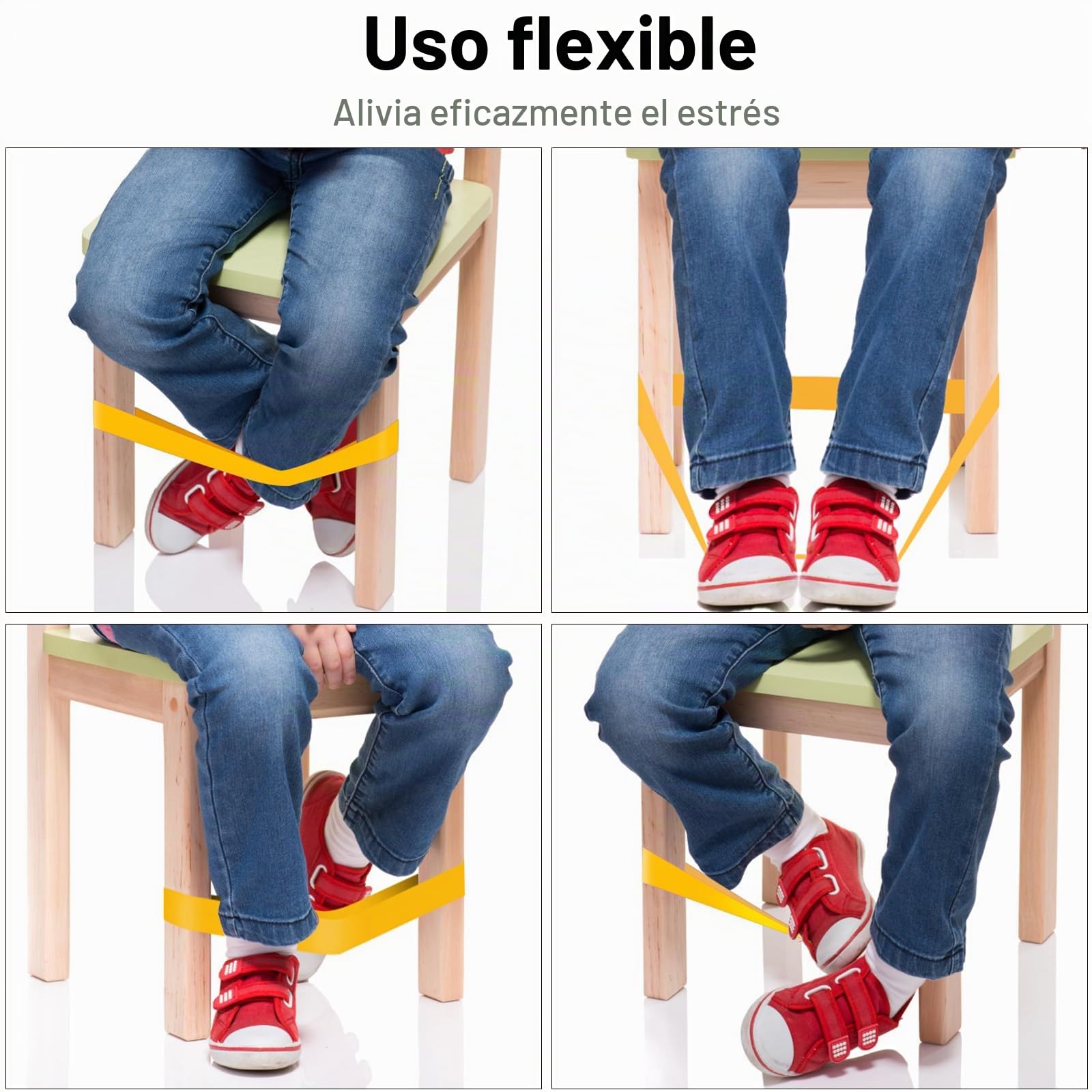 PLULON Juego 30 bandas para silla para niños con pies inquietos bandas coloridas para silla escritorios banda elástica para los pies bandas sensoriales flexibles para el TDAH para el aula y el hogar