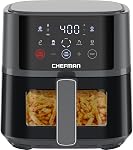 Chefman Air Fryer – 4 QT Compact Airfryer for Quick & Easy Meals, Features Hi-Fry Technology for Extra Crisp, Easy-View Window, Touch Controls with 4 Presets, Nonstick & Dishwasher Safe Basket - Grey