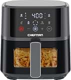 Chefman Air Fryer – 4 QT Compact Airfryer for Quick & Easy Meals, Features Hi-Fry Technology for Extra Crisp, Easy-View Window, Touch Controls with 4 Presets, Nonstick & Dishwasher Safe Basket - Grey (Renewed) — image 1