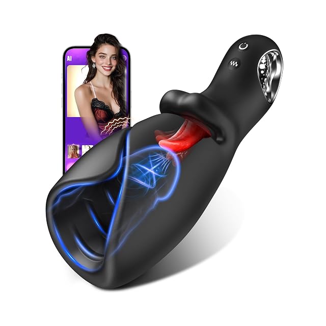 Male Sex Toys for Men Tongue Vibrator - EINSEO Male Masturbator AI Smart APP Control Pocket Pussy Stroker