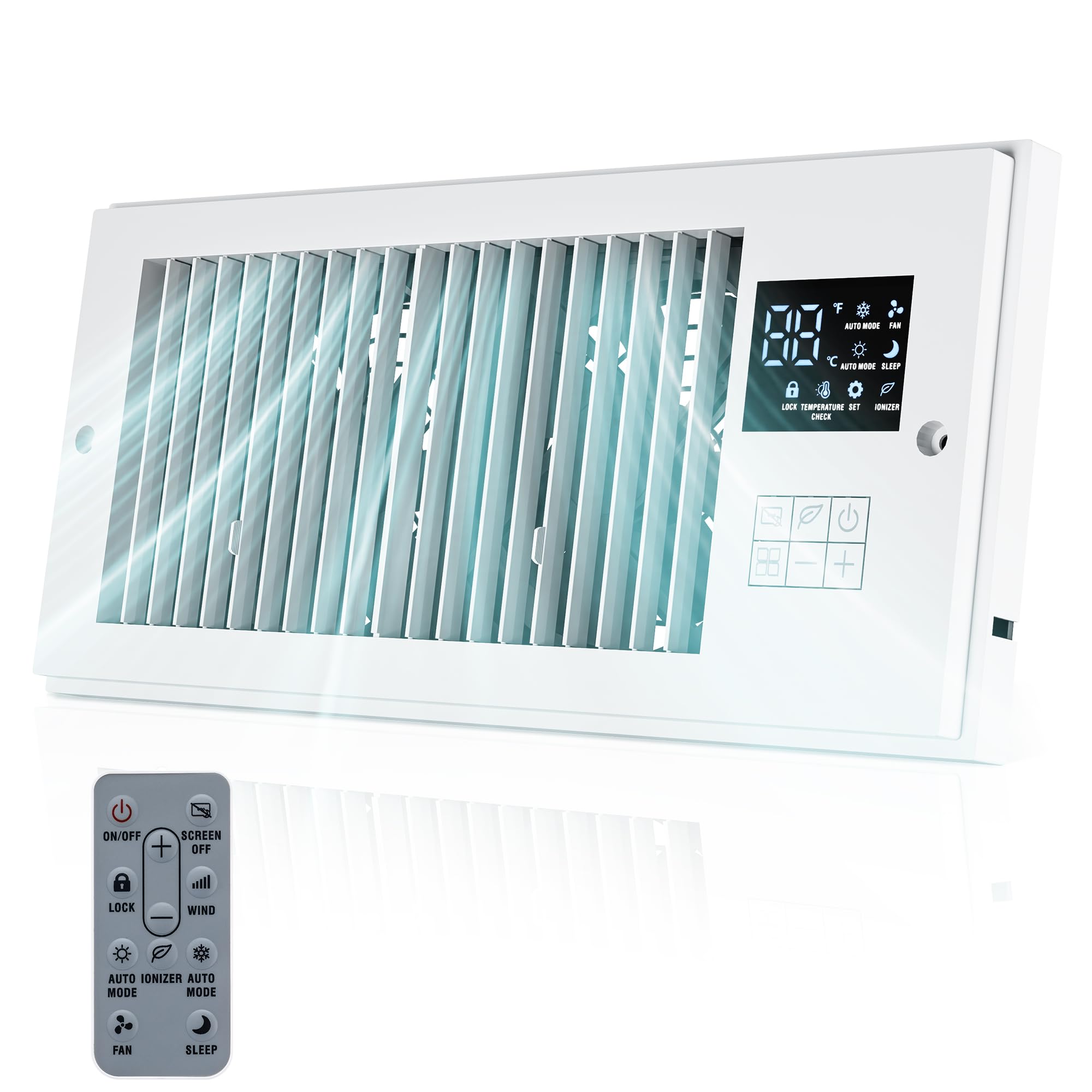 Photo 1 of VallisCo 4x10 Register Booster Fan, Fix Two-Story Cold Hot Rooms Instantly | Quiet Vent Booster Fan with Remote & 10 Speeds, Smart Plug Ready Power-Off Memory, White