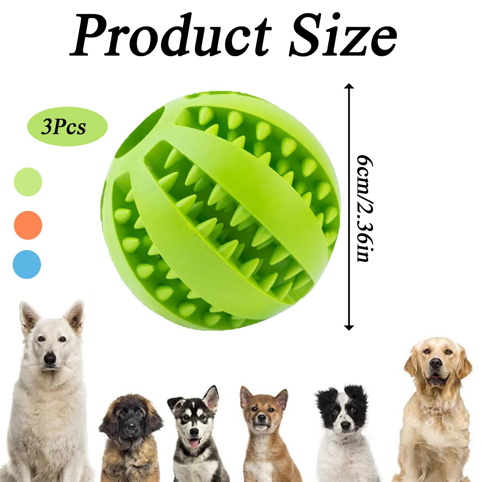 SKJAXF 3Pcs Dog Treat Balls 6cm, Bite Resistant, Natural Rubber - Image 2
