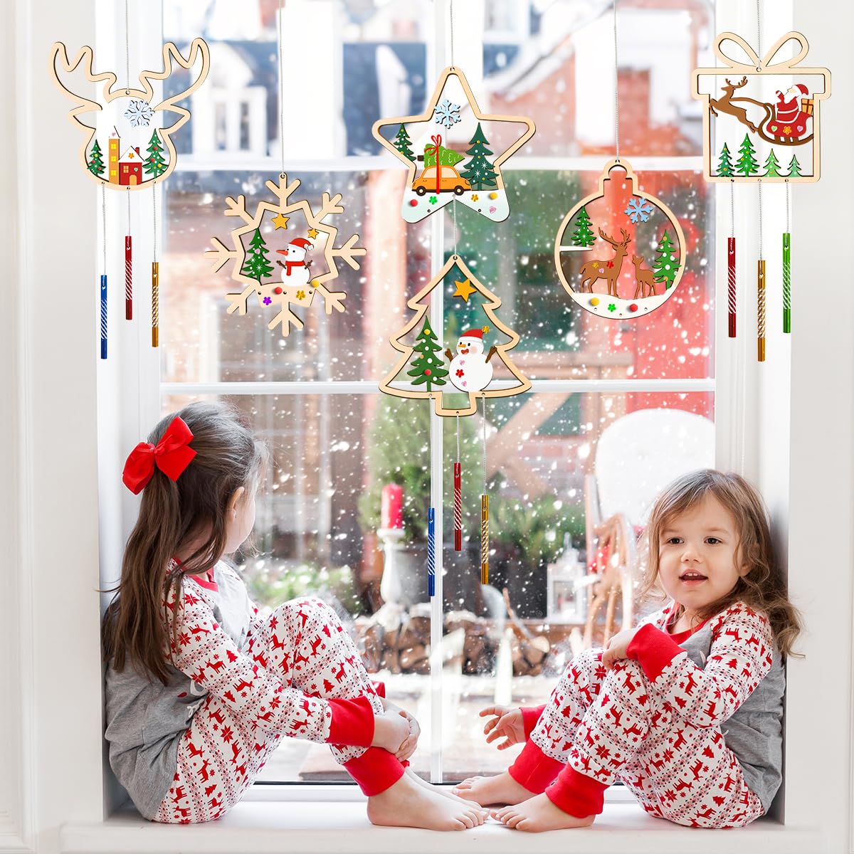 Weihnachts-Bastelset Für Kinder – Mit Holzfiguren, Bändern, Silberdraht, Aufklebern & Stiften, Für Windspiel & Deko