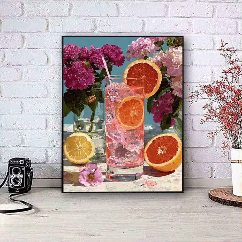 Zestawy do malowania diamentami 5D DIY, jedzenie, cytryna, napoje, zestawy do malowania diamentami dla początkujących dorosłych, okrągłe pełne wiercenie klejnotów, haft artystyczny, malowanie według