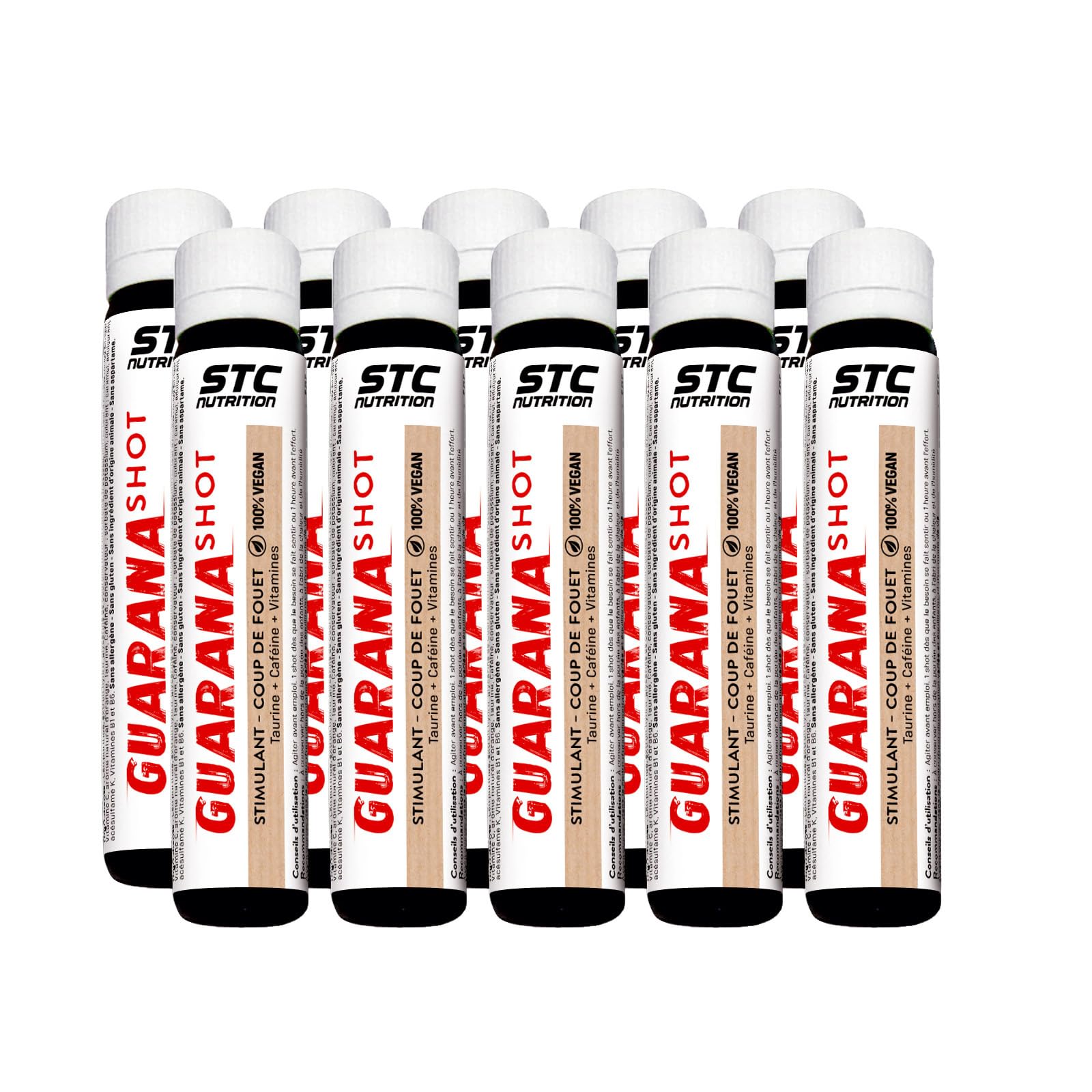 STC NUTRITION - Guarana Shot - Complément alimentaire à base de Guarana, Caféine, Taurine et vitamines - Aide à réduire la fatigue et améliorer la concentration - Lot de 10 flacons unidoses
