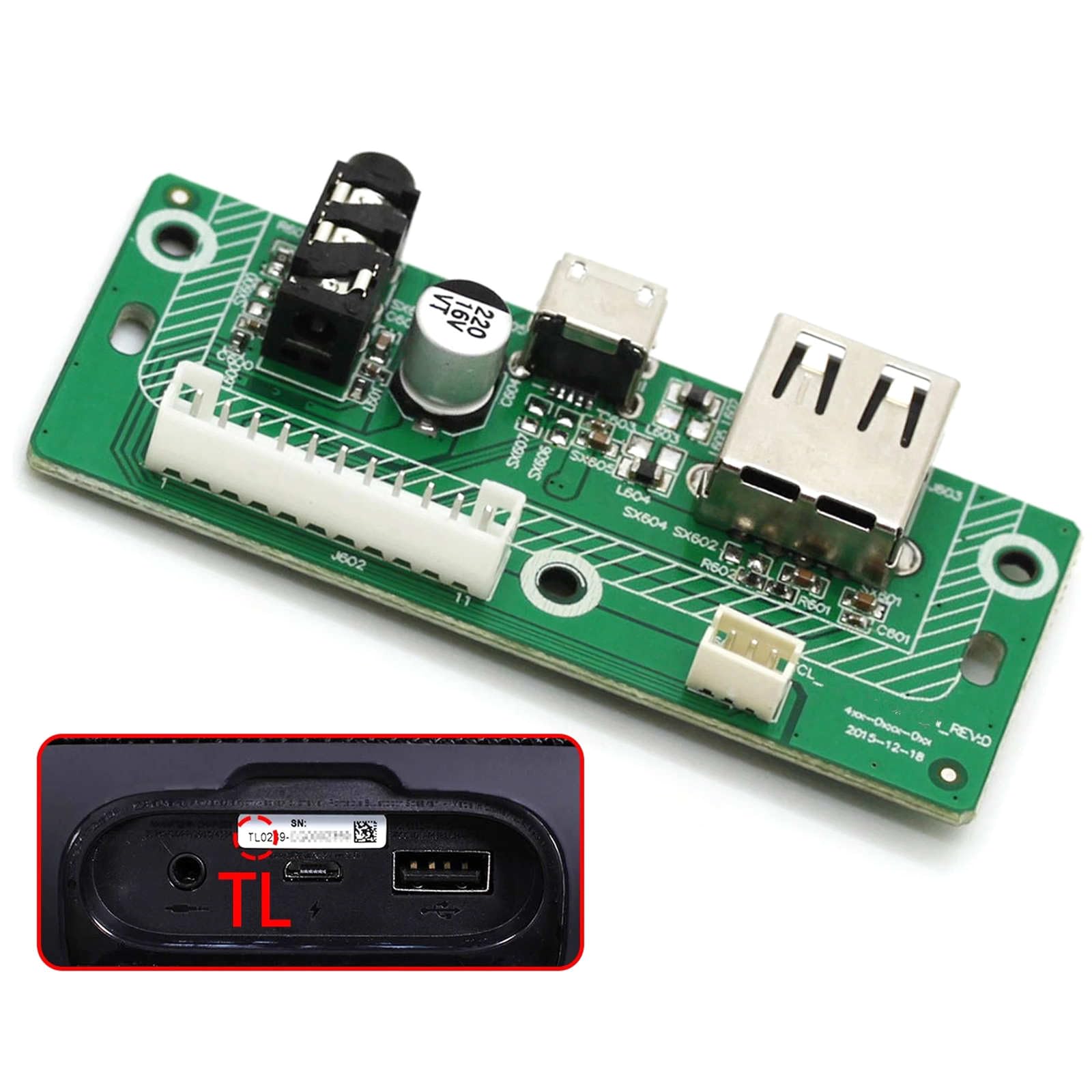 Placa base con puerto de carga USB para altavoz JBL Charge 3 TL versión