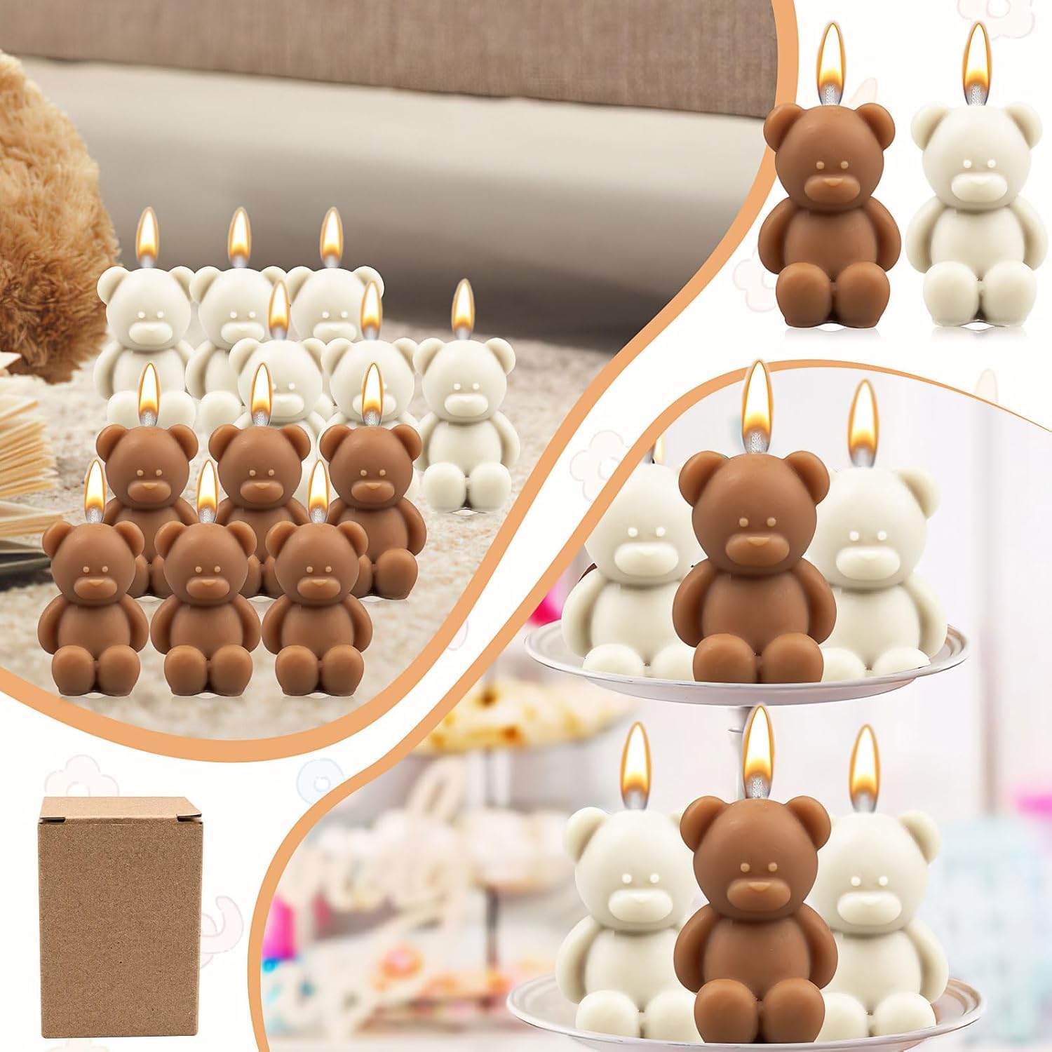 30 Velas De Oso Para Fiesta De Bebé, Regalos Para Fiestas, Decoraciones De Fiesta, Paquete Al Por Mayor
