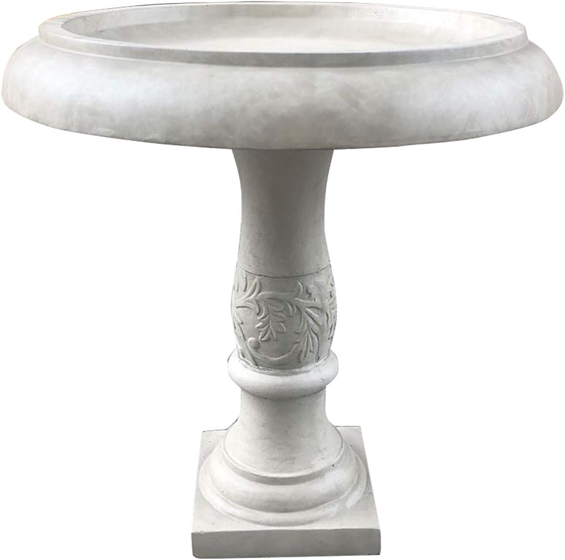 Kante RC01098A-C80091 Lightweight Traditional Flower Diamond Pattern Birdbath, 24.5 inch Tall, Weathered Concrete Smooth Finish