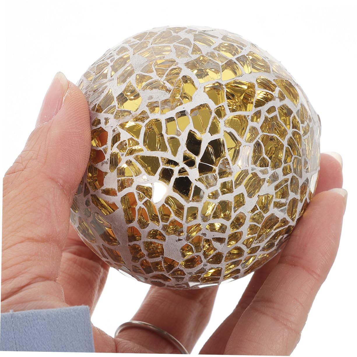 Boules Décoratives de Centre de Table en Verre Or, 3 Pièces | Sphères Sphériques pour Tables et Mariage, Contraste Visuel Marqué, Intégration Facile