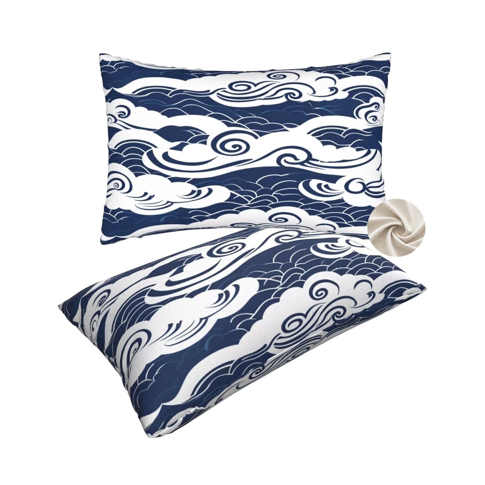 Housses de coussin 50x70 cm bleu marine pour rénover un canapé fatigué