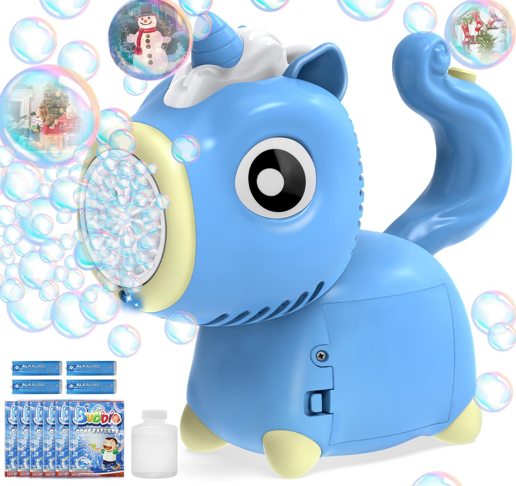Bubble Machine for Toddlers 1-3: Automatic Unicorn Bubble Gun for Toddlers 1-3 3-5 4-8| 360°Leak Proof Bubble Blower Contain 4 AA Battery with Light & Bubble Solution Outdoor Toys