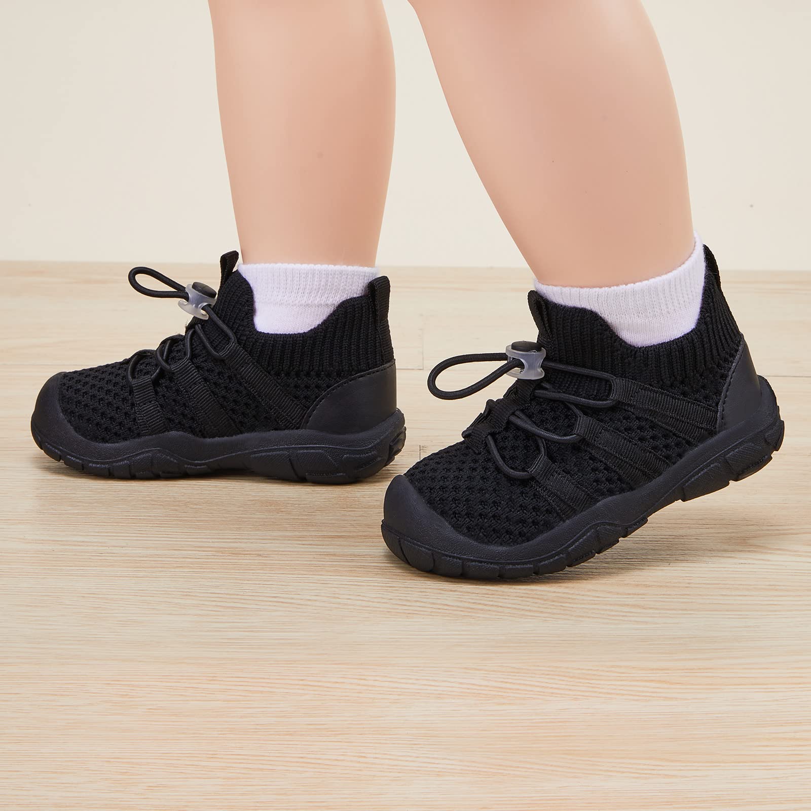BMCiTYBM Baby Boys Girls Walking Shoes Toddler Slip On Sock Sneakers Breathable Infant First Walker Shoes Black 6-12 Months Infant