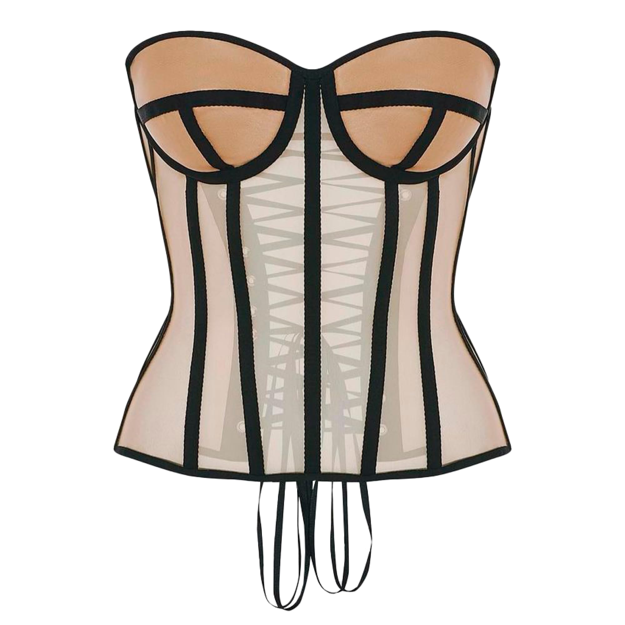 Perfect Corset NYC OVERBUST Mesh Corset Top Lace up with 15 Steel Boned