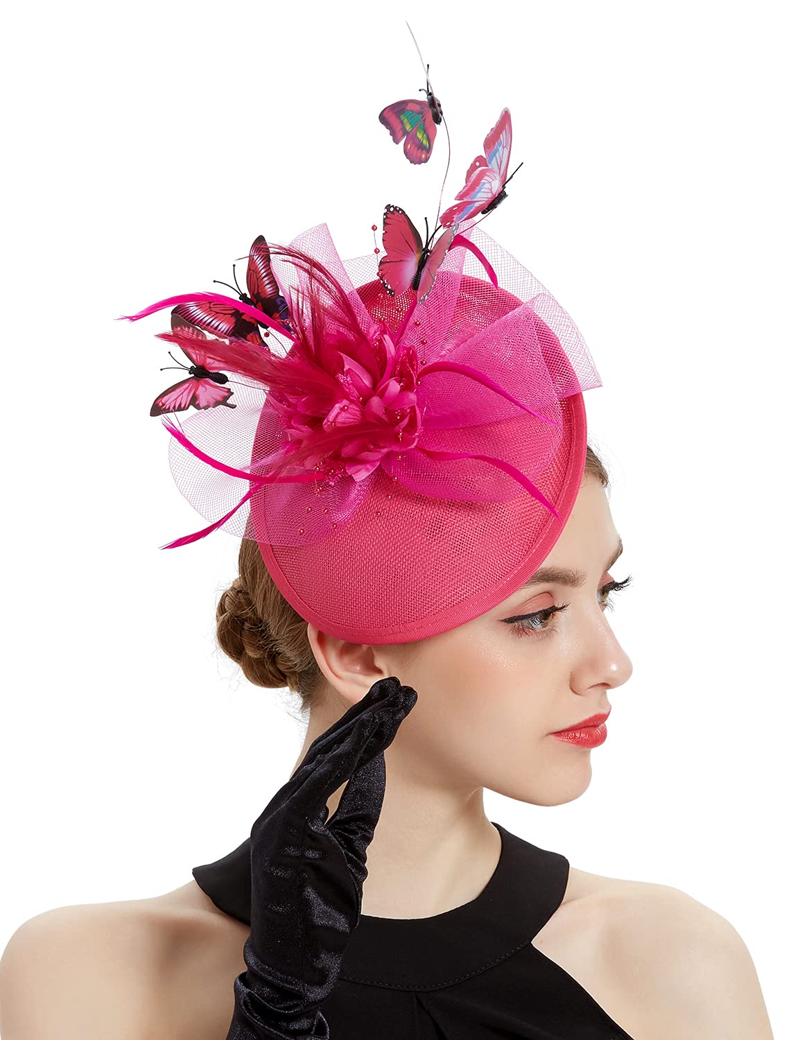 CoucolandFascinators Hat Tea Party Pillbox Hat Butterfly Fascinator Headband for Kentucky Derby