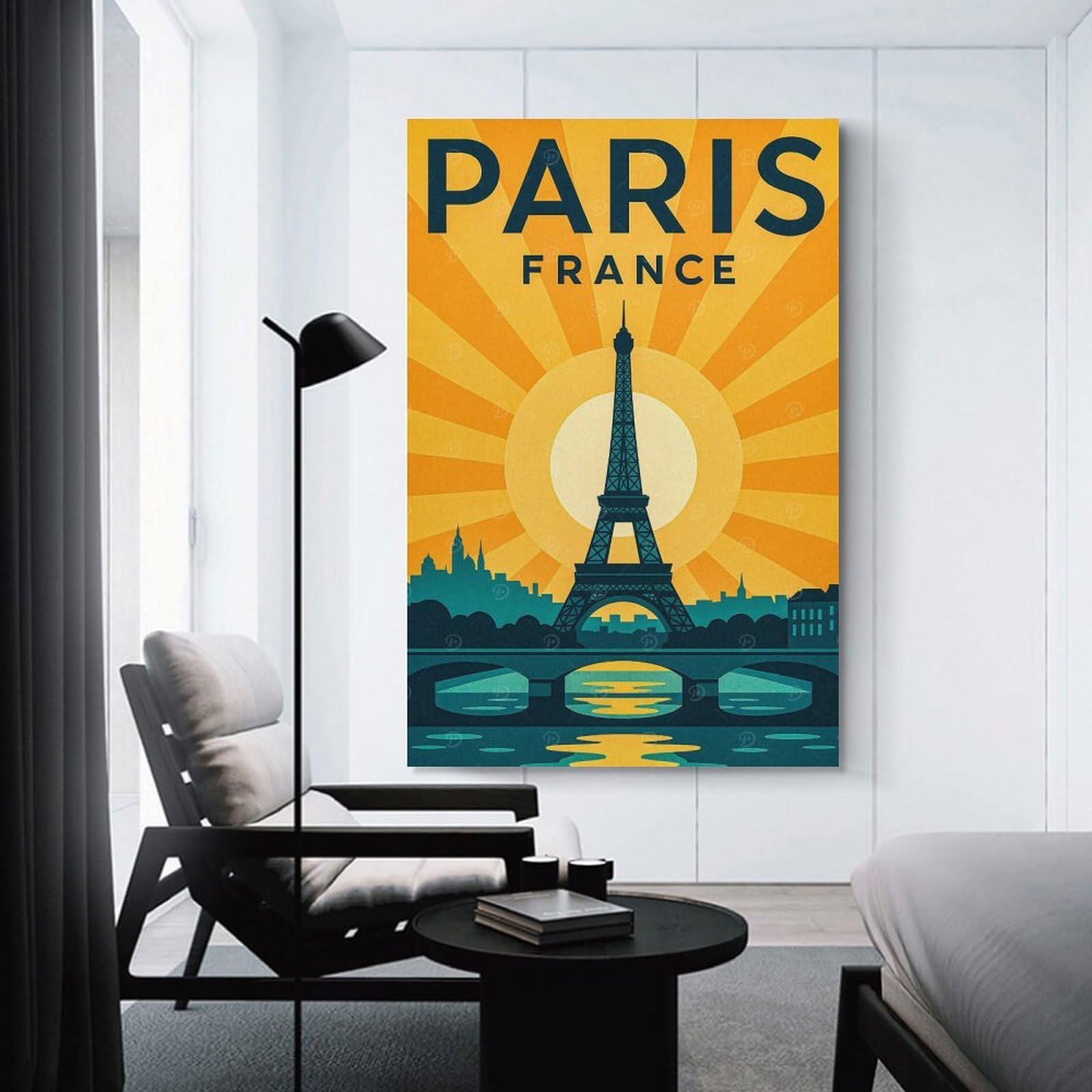 Junmoney Paris France Travel Decorative Canvas Print 24x36inch(60x90cm), for Corridors, Hallways Or Apartment Entries, Decorative Wall Art for Narrow Spaces