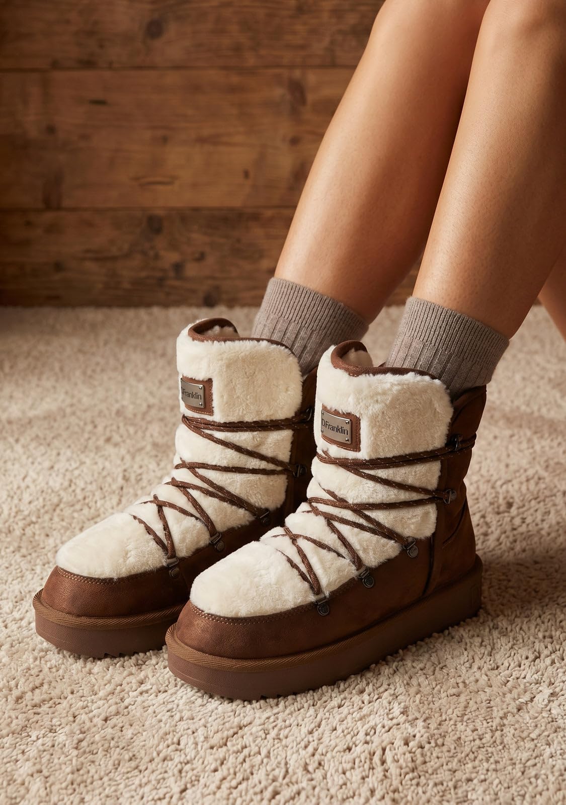 D.Franklin Buty Australijskie Damskie Nordic Trk Fur w kolorze camel - Buty Damskie - Moda Casual - Rozmiar (42) - Model nordic-trk