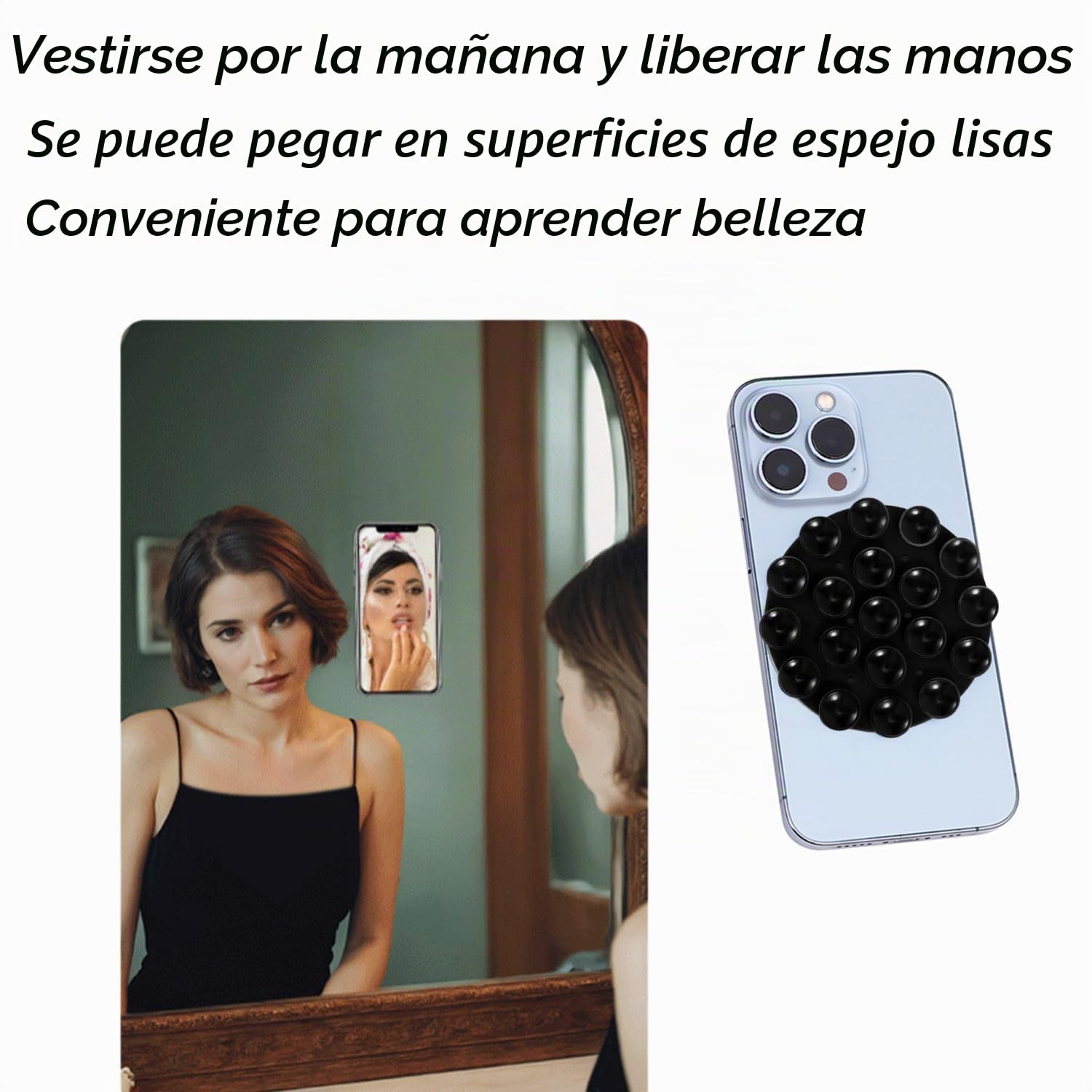 Pack De 3 Soportes De Silicona Con Ventosa Para Móvil – Ideal Para Coche, Selfies Y Vídeos
