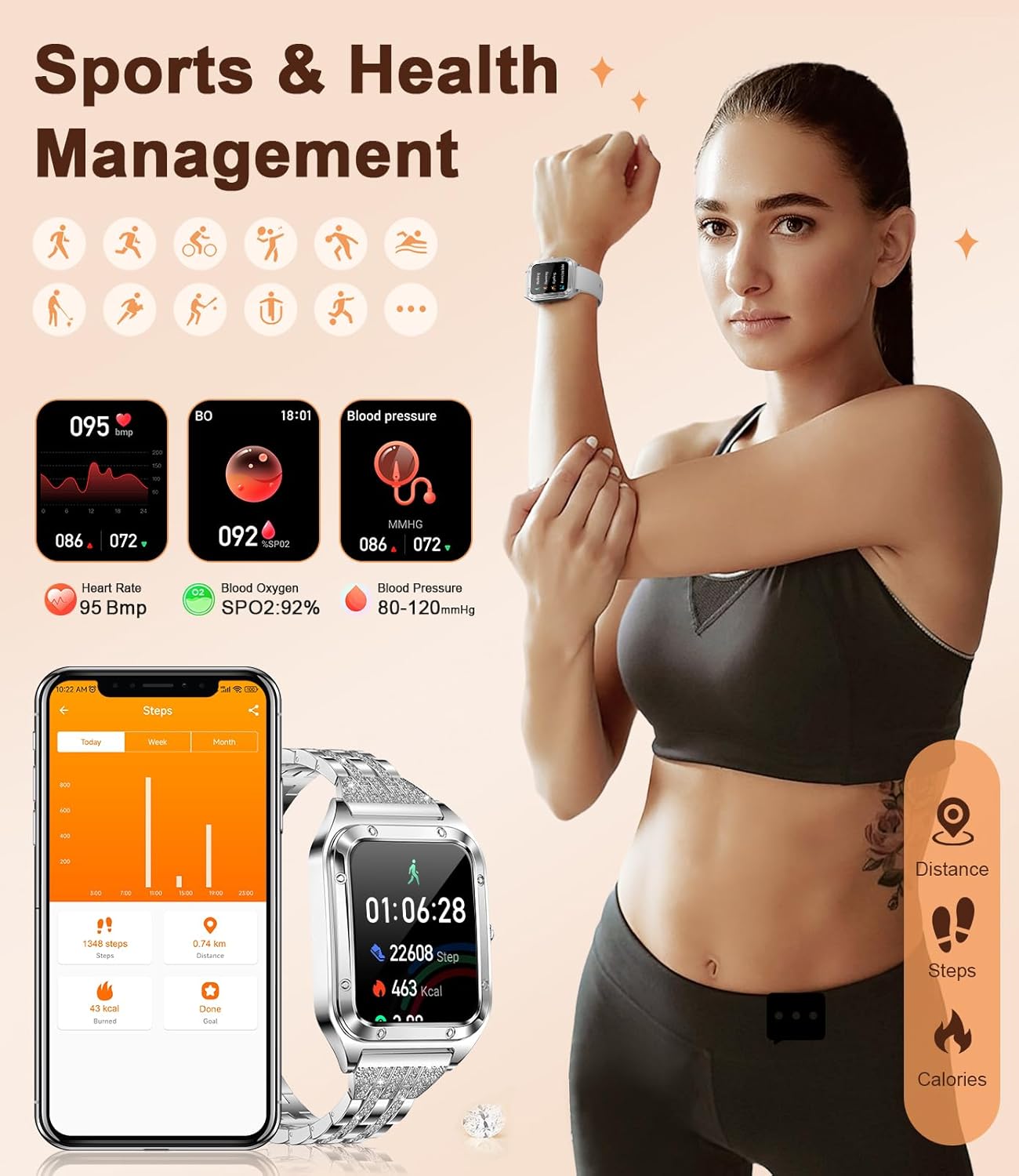 SIEMORL Smartwatch Donna con Effettua o Risposta Chiamat,1.57 HD Smart Watch con Fisiologia Femminile,Cardiofrequenzimetro SpO2 Pressione Sanguigna Sonno Notifiche Android iOS SIEMORL Smartwatch Donna con Effettua o Risposta Chiamat,1.57 HD Smart Watch con Fisiologia Femminile,Cardiofrequenzimetro SpO2 Pressione Sanguigna Sonno Notifiche Android iOS