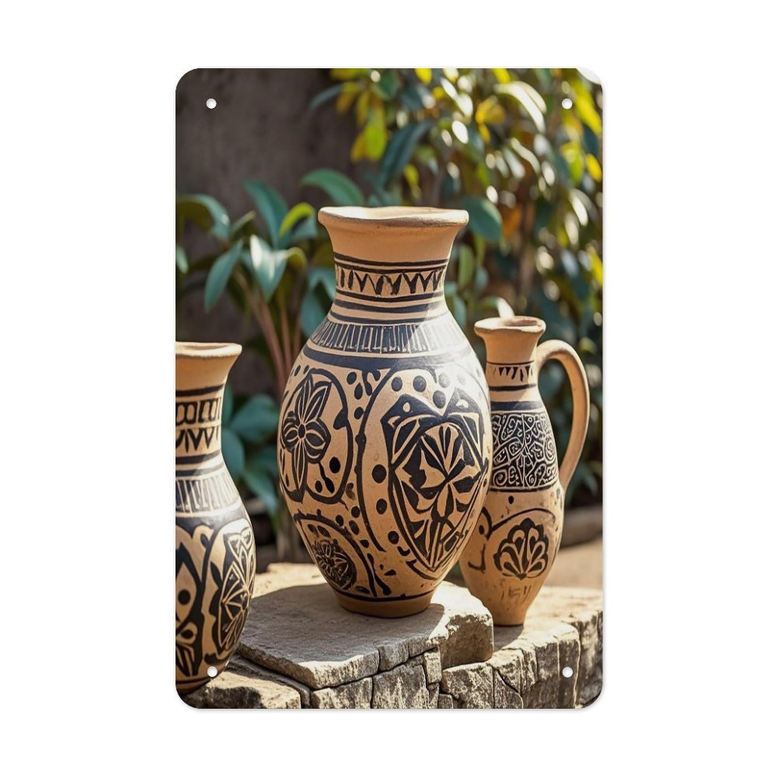 Africa Ethnic Pottery Wall Art Decor Funny Decorative Metal Tin Sign Retro Print Wall Decor Vintage Metal Wall Art Print Poster Art Wall Decoration for Living Room Bedroom Home Decor