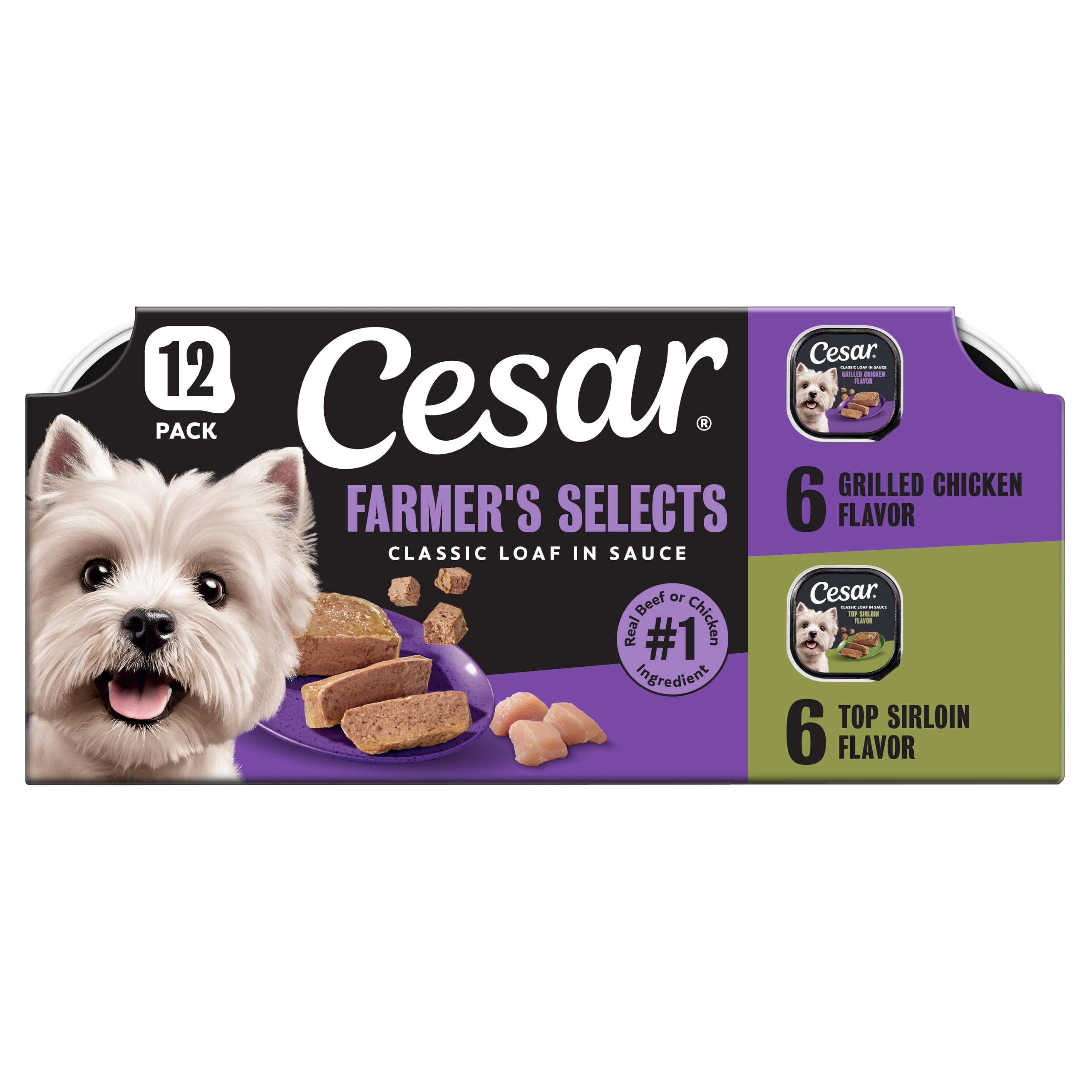 Cesar Classic Loaf Wet Dog Food, Farmer's Selects, 3.5 oz, 12 Count, 2-Pack