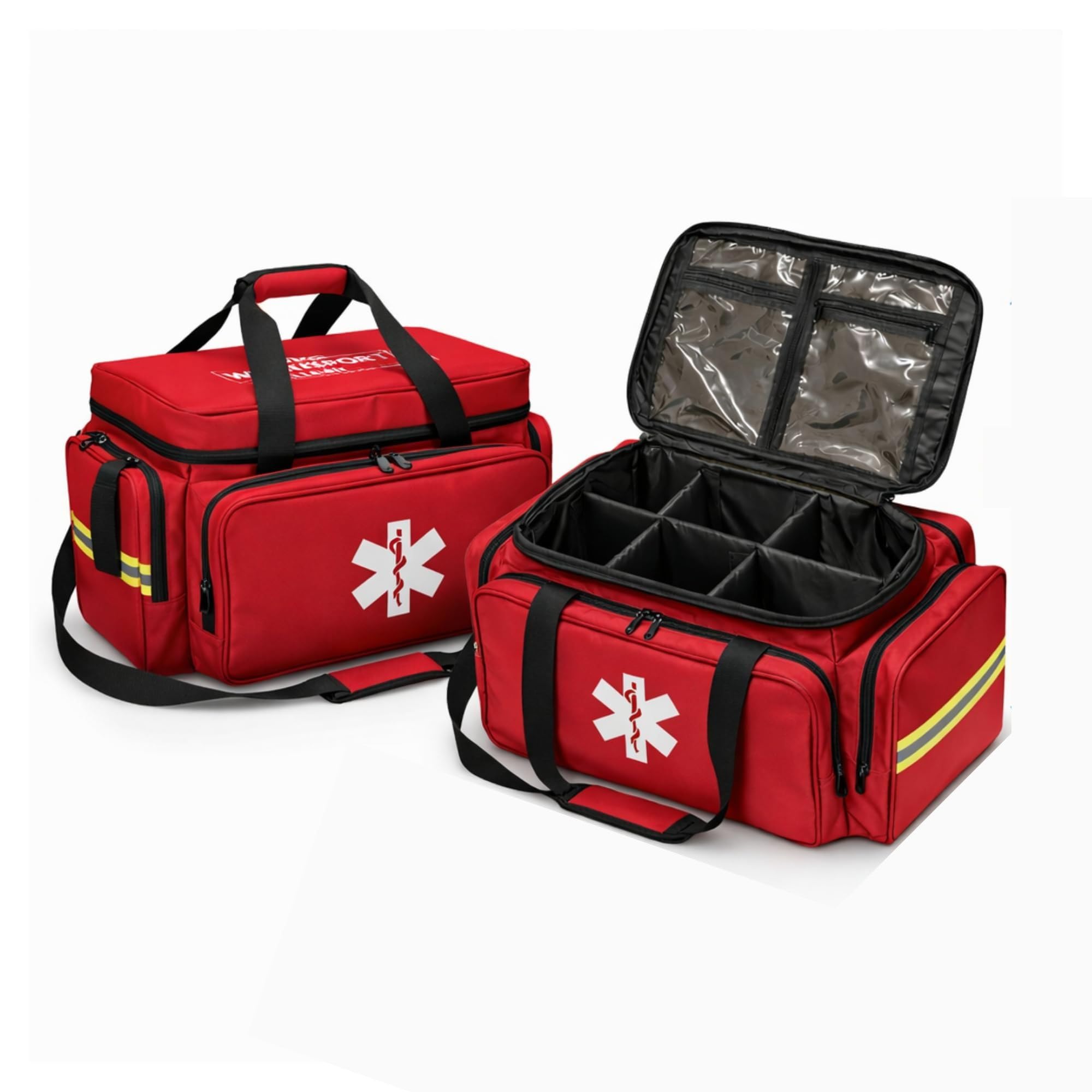 TS TAKE SPORT - Borsa Medica Sportiva Grande (Vuota) – Borsa Primo Soccorso Professionale 53cm con Scomparti Modulabili – Kit Emergenza Sanitaria (Rosso)