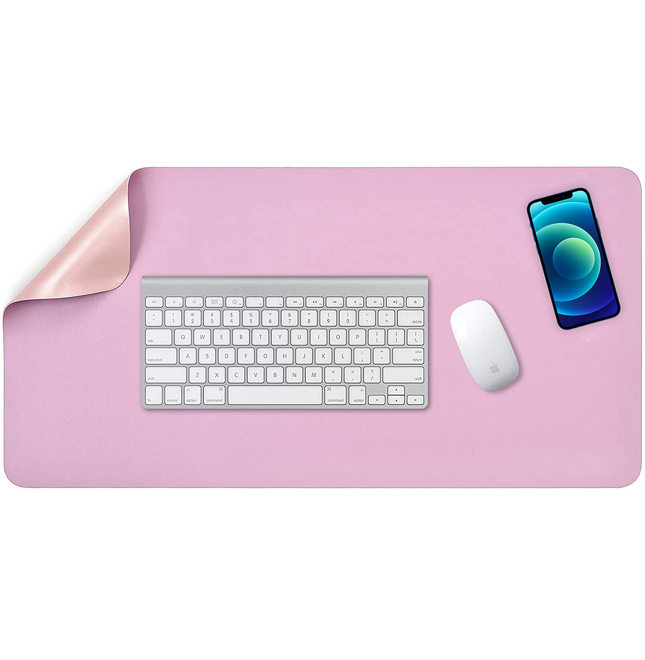 QUALIS Multifunctional Office Desk Pad, Ultra Thin Easy Clean Waterproof PU Leather Durable Mouse Pad, Double Side Desk Writing Mat for Office/Home (Purple + Pink, 35.4" x 17.7" / 900 x 450mm)